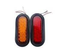 IMAWUHM Car Turn Signal Tail Light 1pair 24v 6" 24-LED Oval Red Stop/Turn Signal Brake Marker LED Light Flush Mount For Truck Trailer Trail Bus 12V White(Amber,12v)