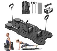 IMAYCC Foldable Pilates Board Reformer Machine Set with Ab Roller Portable Multi-Functional Pilates Training Full Body Workout Equipment for Home with Various Accessories (Black)