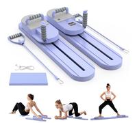 IMAYCC Foldable Pilates Board Reformer Machine Set with Ab Roller Portable Multi-Functional Pilates Training Full Body Workout Equipment for Home (Blue)