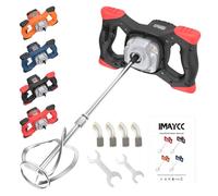 IMAYCC New Portable Concrete Cement Mixer, 2100W Electric Paddle Mixer Adjustable 6 Speed Handheld Plaster Grout Paint Thinset Mortar Paddle Mixer,Ideal for Mixing Feed, Plaster, Paint,etc(Black)