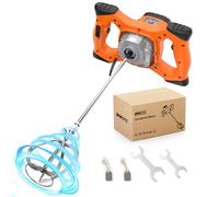 IMAYCC Portable Concrete Cement Mixer 2100W Electric Paddle Mixer Adjustable 6 Speed Handheld Plaster Grout Paint Thinset Mortar Paddle Mixer Drill Mixer Stirring Tool（Orange）