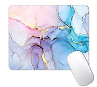 IMAYONDIA Blue Pink Ink Marble Mouse Pad, Custom Design Mouse Mat, Non-Slip Rubber Base Mousepad, Waterproof Office Mouse Pads, Desktop Gold Marbling Computer Pad for Men Women, 9.5 x 7.9 Inch