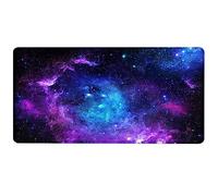 IMAYONDIA Blue Purple Universe Space Large Mouse Pad, Nebula Gaming Mouse Pad, Non-Slip Rubber Base Computer Big Mouse Mat Desk Pad, Desk Mat with Stitched Edges, 31.5 x 15.7 Inch, Glowing Galaxy