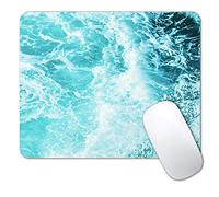 IMAYONDIA Blue Teal Green Sea Waves Mouse Pad, Square Ocean Mouse Pad Waterproof Non-Slip Rubber Base MousePads for Office Laptop, 9.5 inch x7.9 inch