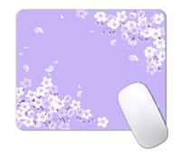 IMAYONDIA Cute Purple Mouse Pad, Floral Flowers Mouse Pad, Sakura Cherry Blossom Mousepad, Japanese Aesthetic Desk Decor, Anti Slip Rubber Base Mice pad for Computer Office Girl, 9.5 x 7.9 Inch