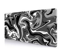 IMAYONDIA Desk Pad, Black and White Ink Liquid Wave Pattern Extended Gaming Mouse Pad (35.4 x 16.1 inches), Abstract Large Computer Mouse Pad, Complete Desk Mouse Pad for