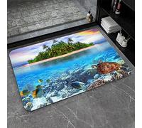 IMAYONDIA Diatomaceous Earth Bath Mat,Beaches and Underwater Parks Soft Wrinkle Free Bathroom Floor Rugs Non-Slip Volume Super Absorbent Fast Drying for Bathroom Kitchen Door mat（43cmx70cm）