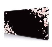 IMAYONDIA Ethereal Sakura Nightfall Desk Pad (35.4x15.7 in), Cherry Blossom Large Gaming Mouse Pad Mousepad, Serene Blossoms on Black Elegant Floral Art Desk Mats, Japanese Floral Computer Accessory