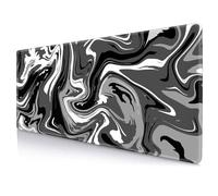 IMAYONDIA Ink Liquid Waves Pattern Desk Mat, Extended Long Computer Large Mousepad, Home, Desk Pad Matt for Home Office Work, 31.5x11.8 Inch- Black and White Abstract