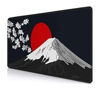 IMAYONDIA Japan Mount Fuji Large Gaming Mouse Pad (35.4x15.7 in), Extended Non-Slip Rubber Base Mousepad, Keyboard Mat Desk Pad for PC Gamer, Computer, Desktop Accessories- Black White Red Scenery