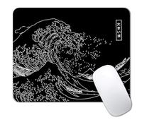 IMAYONDIA Japanese Great Wave Mouse Pad, Black Anime Gaming Mouse Pad, Kanagawa Mousepad, Non-Slip Rubber Base Computer Mice Pad for School Home Office, 9.5 x 7.9 Inch