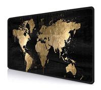 IMAYONDIA Large Gaming Mouse Pad (35.4x15.7 in),Extended Non-Slip Rubber Base Mousepad with Stitched Edges,Keyboard Mouse Mat Desk Pad for Work,Office,Home - Black and Gold World Map