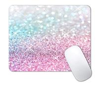 IMAYONDIA Pink Blue Sparkly Mouse Pad Cute, Rectangle Non-Slip Rubber Glitter Bling Gradient Mousepad for Kids Girls, Laptop Computer Mouse Pads, 9.5 X 7.9 Inch