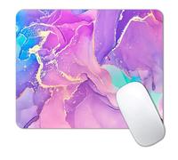 IMAYONDIA Purple Pink Blue Marble Mouse Pad, Liquid Gold Paint Marble Mouse Pads, Modern Mousepad Design, Colorful Small Mouse Mat for Women Girls Computer Laptop Office, 9.5 X 7.9 Inch