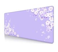 IMAYONDIA Sakura Japanese Desk Mat, Cherry Blossom Large Gaming Mouse Pad, Elegant Floral Mousepad for Women, Purple Flowers Aesthetic Desk Pad for Work Decor, Game, Office, 31.5x11.8