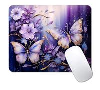 IMAYONDIA Small Mouse Pad Cute, Purple Gold Butterfly Mouse Pads, Modern Flowers Mousepad for Women Girls, Beutiful Mouse Mat Computer Laptop Office, 9.5 X 7.9 Inch