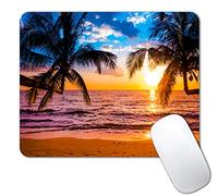 IMAYONDIA Sunshine Beach Coast Sea Palm Trees Mouse Pad,Hawaiian Coconut Trees Mousepad, Pacific Sunrise Sunset Mouse Mat, Custom Rectangular Mouse Pad Office Laptop Computer PC Men Women