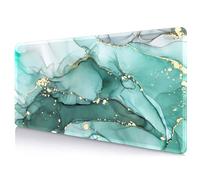 IMAYONDIA Teal Turquoise Marble Desk Mat, Abstract Swirls Cute Desk Pad, Modern Green Ink Art Large Gaming Mouse Pad Mousepad for Desks, Aesthetic Desktop Laptop Mat, Gift for Women Men
