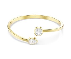 Imber bangle, Mixed cuts, White, 18K gold finish