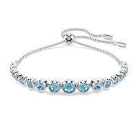 Imber bracelet, Mixed round cuts, Blue, Rhodium plated