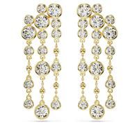 Imber drop earrings, Round cut, Chandelier, White, Gold-tone plated
