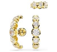 Imber ear cuff, Set (3), Round cut, White, Gold-tone plated