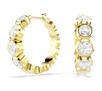 Swarovski Imber hoop earrings, Round cut, White, Gold-tone plated