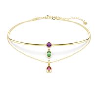 Imber layered necklace, Mixed cuts, Multicoloured, 18K gold finish