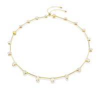 Imber necklace, Magnetic closure, Mixed cuts, White, 18K gold finish