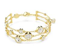 Imber wide bracelet, Round cut, White, 18K gold finish
