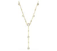 Imber Y necklace, Round cut, White, 18K gold finish