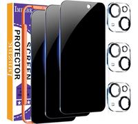 IMBZBK 3 Pack Privacy Screen Protector for iPhone 15 Plus Tempered Glass with 3 Pack Camera Lens Protector, Accessories 9H Anti Spy for Apple 15 Plus, 2.5D Curved, Case Friendly, Transparent