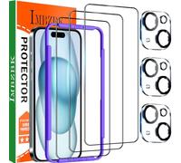 IMBZBK 3 Pack Screen Protector for iPhone 15 Tempered Glass 3 Pack Camera Lens Protector Accessories, Installation Guidance Frame, Full Coverage