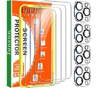 IMBZBK 4 Pack Screen Protector for iPhone 15 Pro Max Tempered Glass with 4 Pack HD Camera Lens Protector Accessories, Installation Guidance Frame, Scratch Resistant