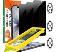 IMBZBK [Auto-Dust Removal] 3 Pack Privacy Screen Protector for iPhone [6.3 INCH] Anti Spy 17 Private Accessories, Case Friendly Film, Military Grade Tempered Glass 3 Camera Lens Protector