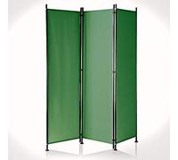 IMC Screen 3-Piece Green Free Standing Room Divider Privacy Screen Foldable Flexible Adjustable Weatherproof Polyester Fabric Black Metal Rods