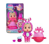 IMC Toys BEBÉS LLORONES LÁGRIMAS MÁGICAS Bubu Mini Baby Doll with Monster Pyjamas, Tears, Slime and Jumping with Her Scooter, Toy for Boys and Girls from 3 Years