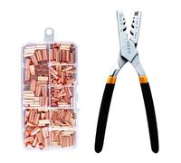 IMCCZONY 250pcs GT Copper Connecting Pipe Wire Joint Small Copper Tube Terminal Cable Lug Bootlace Ferrule Kit W/Crimping Pliers