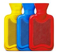 iMedic 3 Pack of Mini Hot Water Bottles - Hot Water Bag - Hot Water Bottle Cover Easily Applied - Hot Water Bottle UK - 3X750ml - One of Each Colour (Blue, Yellow and Red)