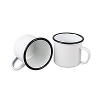 IMEEA 17oz/500ml Enamel Mugs White Camping Mugs Enamel Coffee Tea Mug Set Drinking Cups for Camping Picnic Home Office, Set of 2