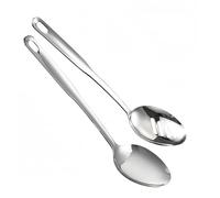 IMEEA Cooking Spoon Set Kitchen Serving Spoons 12.8in/32.5cm Long Handled Solid and Slotted Spoon Set SUS304 Stainless Steel Large Spoons, Set of 2