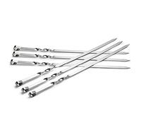 IMEEA Kabab Skewers Flat Metal Barbecue Skewer 21.7"/55cm Stainless Steel Shish Kebab Sticks Wide Reusable BBQ Grilling Skewers, Set of 6