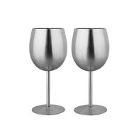 IMEEA® Red Wine Goblets Brushed Stainless Steel Champagne Cup 325ml/11oz Set of 2 (Silver)