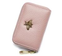 imeetu Card Holder Wallet RFID Credit Card Holders for Women Slim Leather Ladies Card Holder with 12 Card Slots & 2 Wide Cash Slots (Small, Pink)
