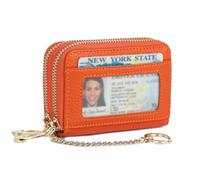 imeetu Rfid Credit Card Holder,Genuine Leather Businese Card Case,Rfid Blocking Wallet for Women & Men, Max - Orange, Classic
