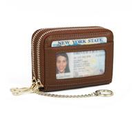 imeetu Rfid Credit Card Holder,Genuine Leather Businese Card Case,Rfid Blocking Wallet for Women & Men, Max - Brown, Classic