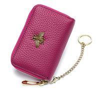 imeetu RFID Credit Card Holder, Small Leather Zipper Card Case Wallet for Women, A-Fuchsia, S, Classic