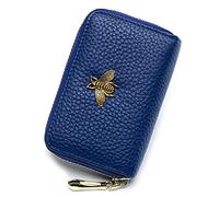 imeetu RFID Credit Card Holder, Small Leather Zipper Card Case Wallet for Women, B-Cobalt Blue, S, Classic