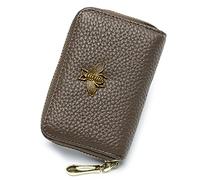 imeetu RFID Credit Card Holder, Small Leather Zipper Card Case Wallet for Women, B-Taupe Grey, S, Classic