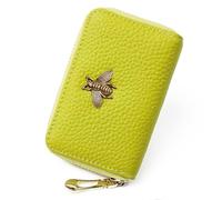 imeetu RFID Credit Card Holder, Small Leather Zipper Card Case Wallet for Women, B-Yellow Gree, S, Classic